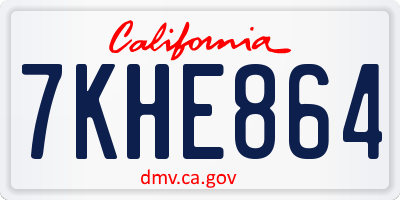 CA license plate 7KHE864