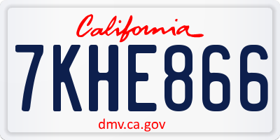 CA license plate 7KHE866