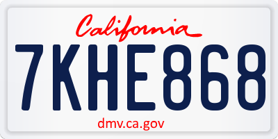 CA license plate 7KHE868