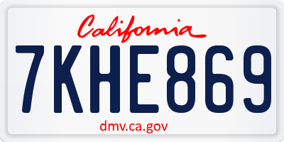 CA license plate 7KHE869