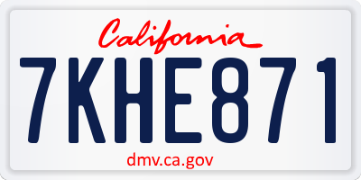 CA license plate 7KHE871