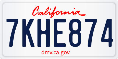CA license plate 7KHE874