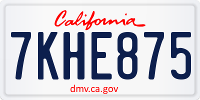 CA license plate 7KHE875