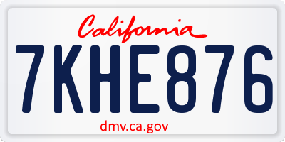 CA license plate 7KHE876