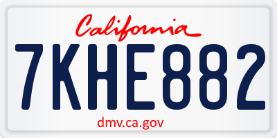CA license plate 7KHE882