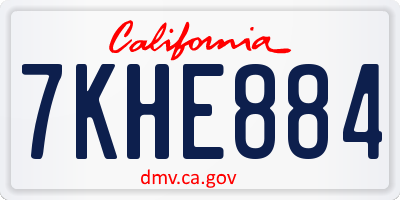 CA license plate 7KHE884