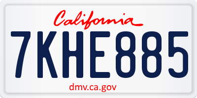 CA license plate 7KHE885