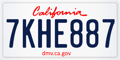 CA license plate 7KHE887
