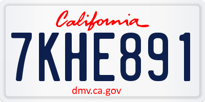 CA license plate 7KHE891