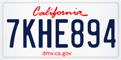 CA license plate 7KHE894