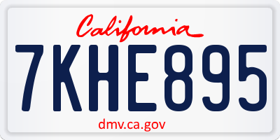 CA license plate 7KHE895