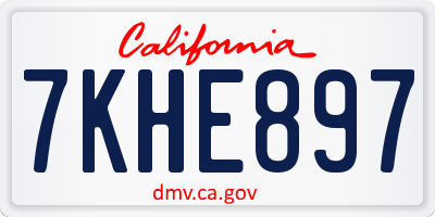 CA license plate 7KHE897