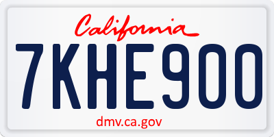 CA license plate 7KHE900