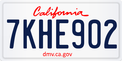 CA license plate 7KHE902