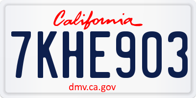 CA license plate 7KHE903