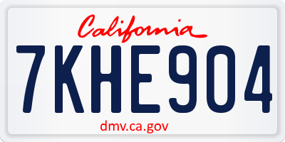 CA license plate 7KHE904