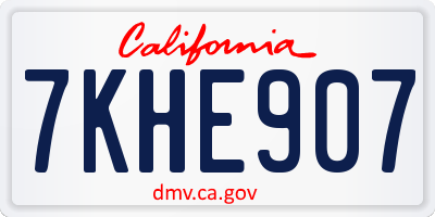 CA license plate 7KHE907