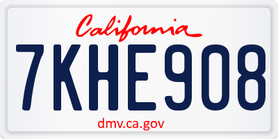 CA license plate 7KHE908
