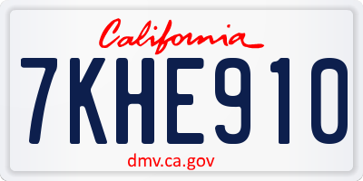 CA license plate 7KHE910