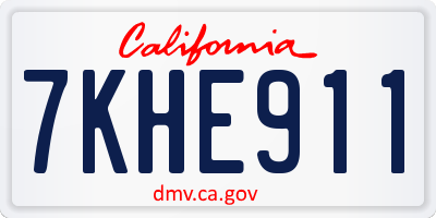 CA license plate 7KHE911