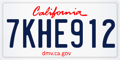 CA license plate 7KHE912