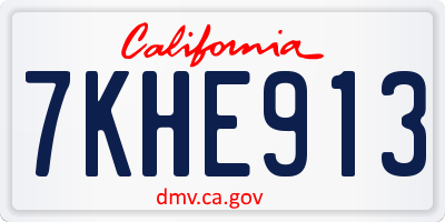 CA license plate 7KHE913