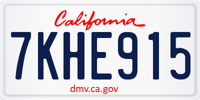 CA license plate 7KHE915