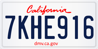 CA license plate 7KHE916