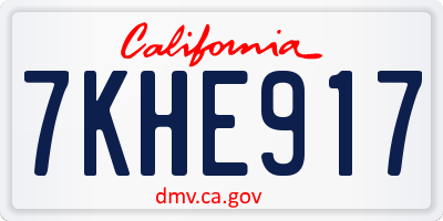 CA license plate 7KHE917