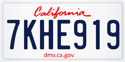 CA license plate 7KHE919