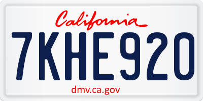 CA license plate 7KHE920