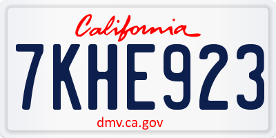 CA license plate 7KHE923