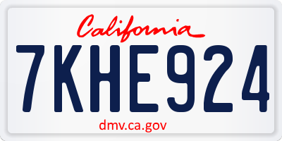 CA license plate 7KHE924