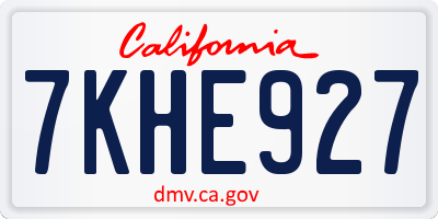 CA license plate 7KHE927