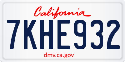 CA license plate 7KHE932