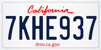 CA license plate 7KHE937