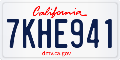 CA license plate 7KHE941