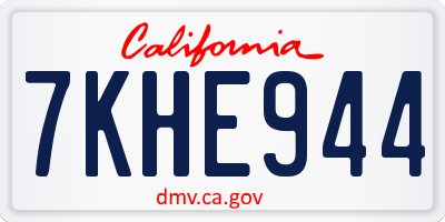 CA license plate 7KHE944