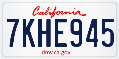 CA license plate 7KHE945