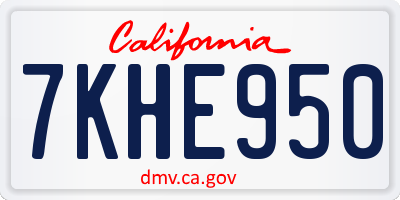 CA license plate 7KHE950