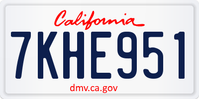 CA license plate 7KHE951