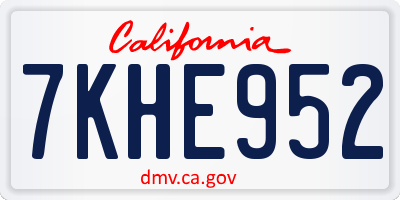 CA license plate 7KHE952