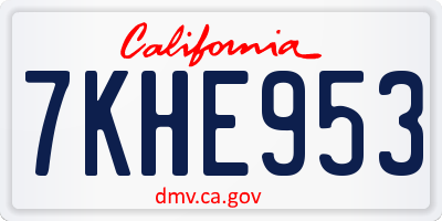 CA license plate 7KHE953