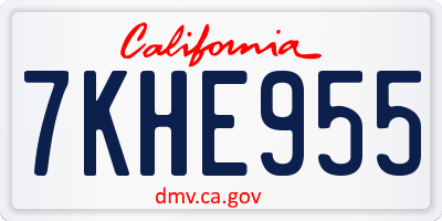 CA license plate 7KHE955