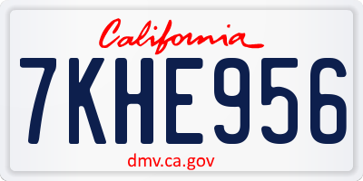 CA license plate 7KHE956