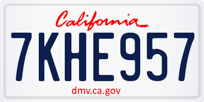 CA license plate 7KHE957