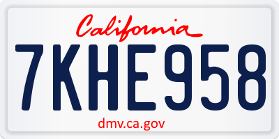 CA license plate 7KHE958