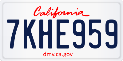 CA license plate 7KHE959