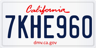 CA license plate 7KHE960