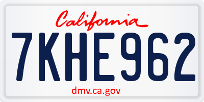 CA license plate 7KHE962